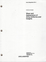 Historical book AR 670-1, Wear, Appearance of Army Uniforms and Insignia, 1992