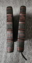 The Satanic Bible/Book of Rituals Set Anton Szandor Lavey Red Leather BOUND